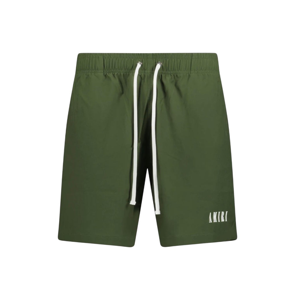 Amiri Core Logo Drawstring Swim Shorts Olive