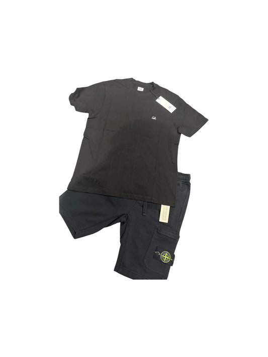 SS25 Black CP Company tee & Black Stone Island shorts (SET)